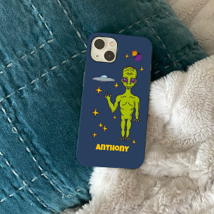Space Alien with Flying Saucer Personalised Case-Mate iPhone 14 Case