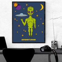 Space Alien with Flying Saucer Personalised