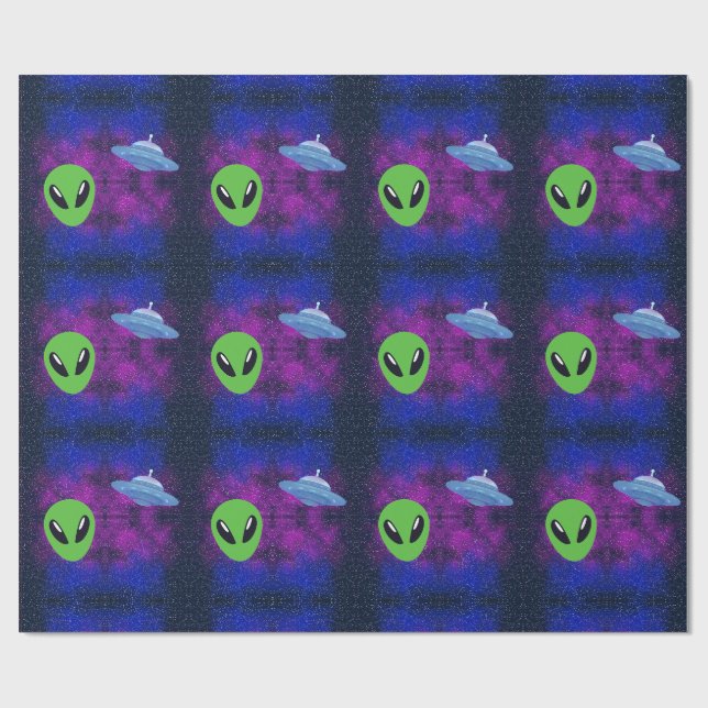 Space Alien Wrapping Paper (Flat)