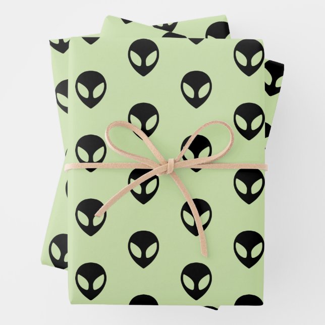 Space Alien Wrapping Paper Flat Sheet Set of 3 (In situ)