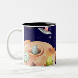 Space Aliens Two-Tone Coffee Mug