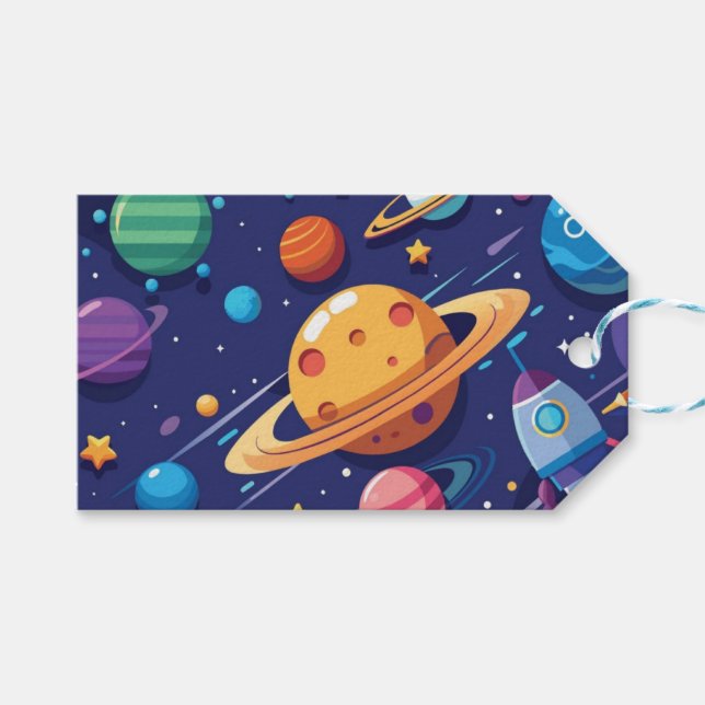 Space and planet theme gift tags (Front (Horizontal))