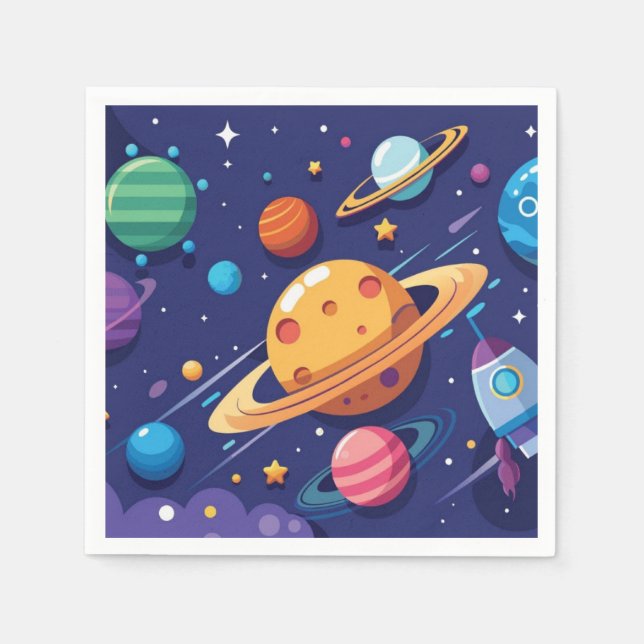 Space and planet theme napkin (Front)
