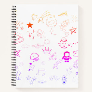 Space and Planets Doodle Personalised Notebook