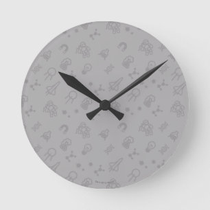 Space And Science Doodles Round Clock