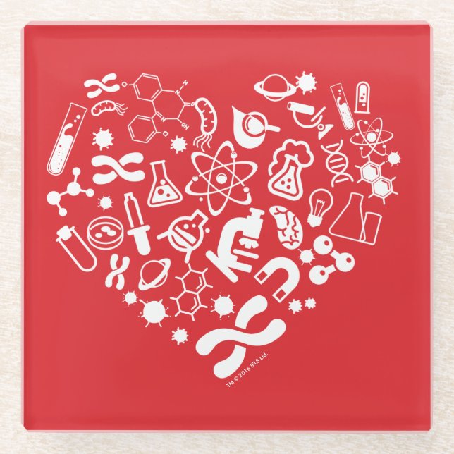 Space And Science Heart Glass Coaster (Front)