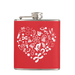 Space And Science Heart Hip Flask