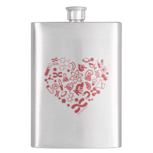 Space And Science Heart Hip Flask