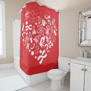 Space And Science Heart Shower Curtain