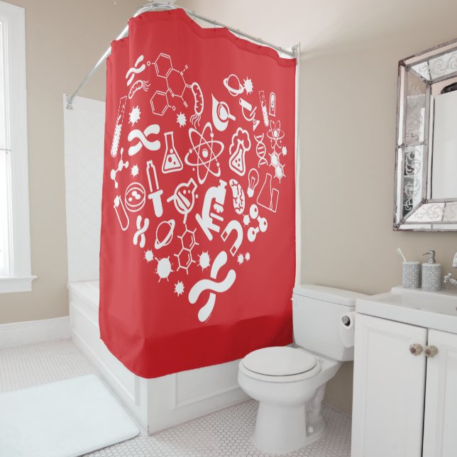 Space And Science Heart Shower Curtain (In Situ)