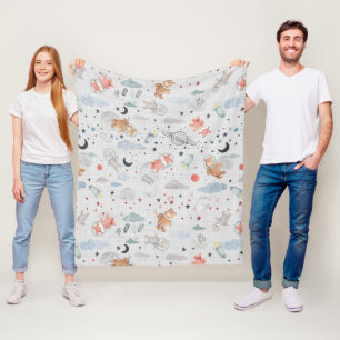 Space Animales - grey texture Fleece Blanket