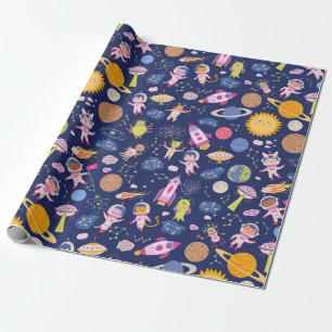 Space Animals Wrapping Paper