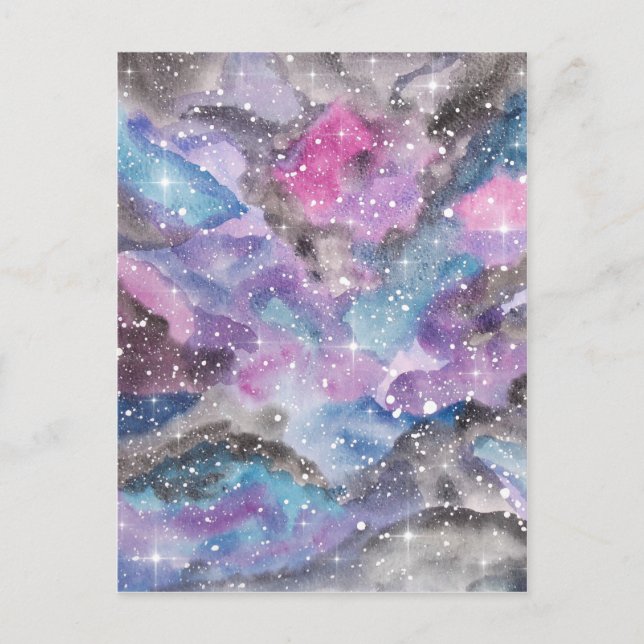 Space Art Watercolor Galaxy Postcard (Front)