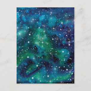 Space Art Watercolor Galaxy Postcard