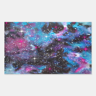 Space Art Watercolor Galaxy Rectangular Sticker
