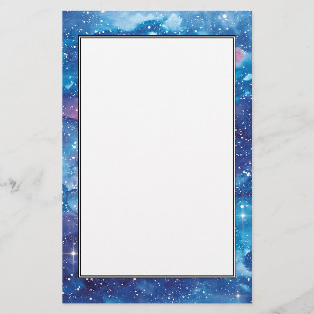Space Art Watercolor Galaxy Stationery (Front)