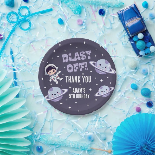 Space Astronaut 5th Birthday Party | Kids Galaxy  Paper Plate (Party)