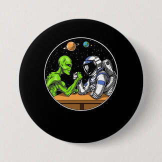 Space Astronaut Alien Arm Wrestling Funny Cosmic 7.5 Cm Round Badge
