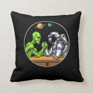 Space Astronaut Alien Arm Wrestling Funny Cosmic Cushion