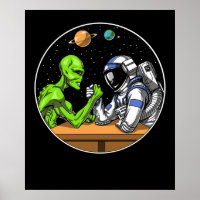 Space Astronaut Alien Arm Wrestling Funny Cosmic