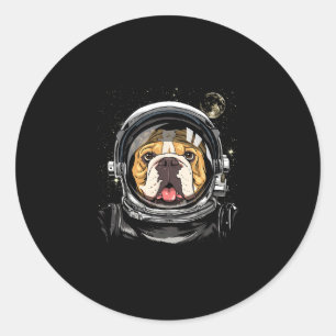 Space Astronaut American Bulldog Galaxy Astronomy Classic Round Sticker