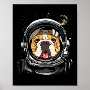 Space Astronaut American Bulldog Galaxy Astronomy  Poster