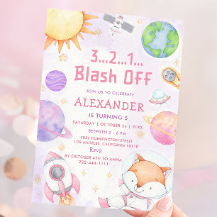 Space Astronaut Any Age Birthday Party Invitation