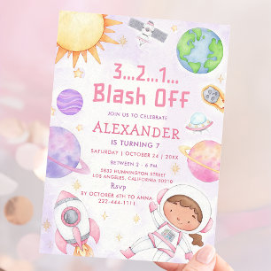 Space Astronaut Any Age Birthday Party Invitation