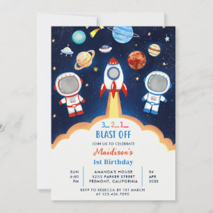 Space Astronaut Any Age Birthday Party Invitation