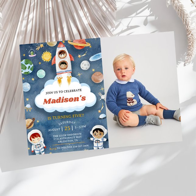 Space Astronaut Any Age Birthday Party Photo  Invitation (Creator Uploaded)