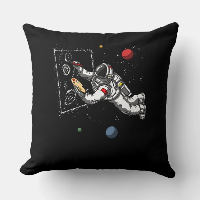 Space Astronaut Art Painter Cosmic Galaxy Artist Cushion (Front)