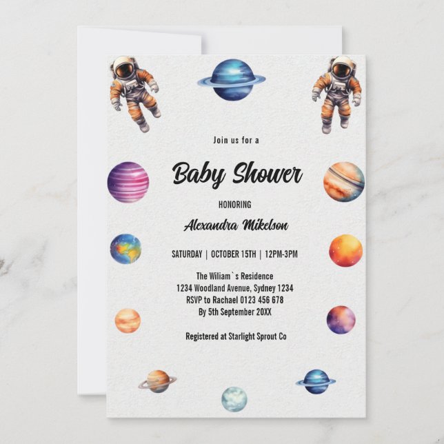 Space Astronaut Baby Shower  Invitation (Front)