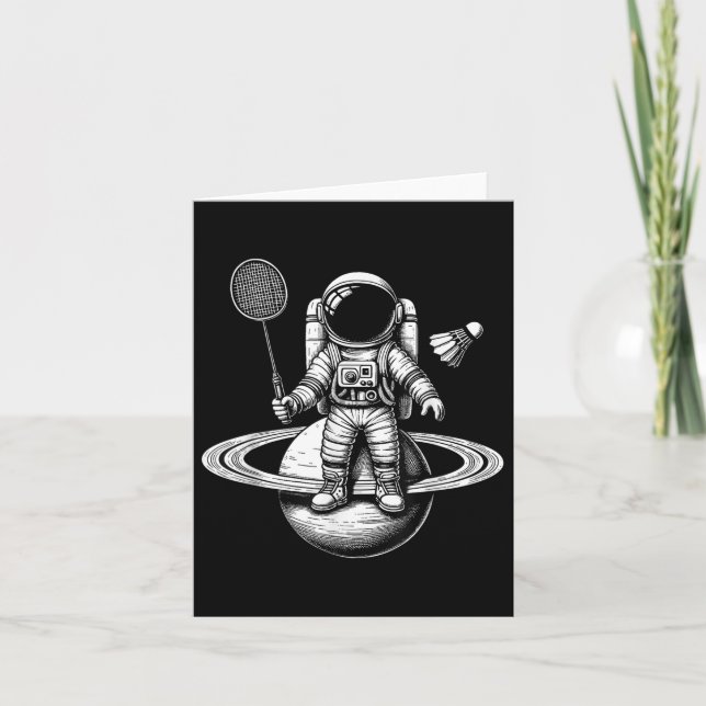 Space Astronaut Badminton Player Shuttle Sport  Card (Front)
