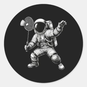 Space Astronaut Badminton Player Shuttle Sport Classic Round Sticker
