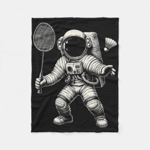 Space Astronaut Badminton Player Shuttle Sport Fleece Blanket