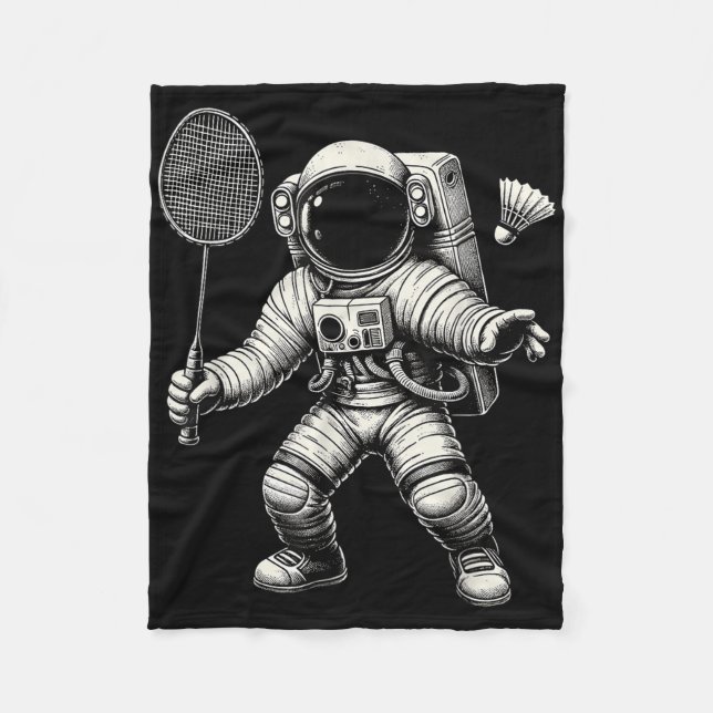 Space Astronaut Badminton Player Shuttle Sport  Fleece Blanket (Front)