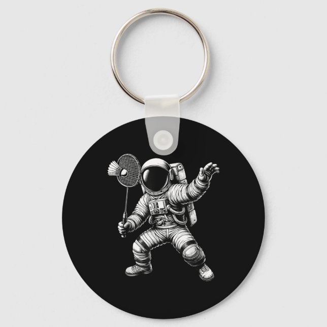 Space Astronaut Badminton Player Shuttle Sport  Key Ring (Front)