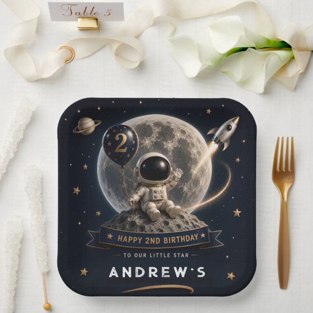 Space Astronaut Birthday Party Paper Plate (Wedding)