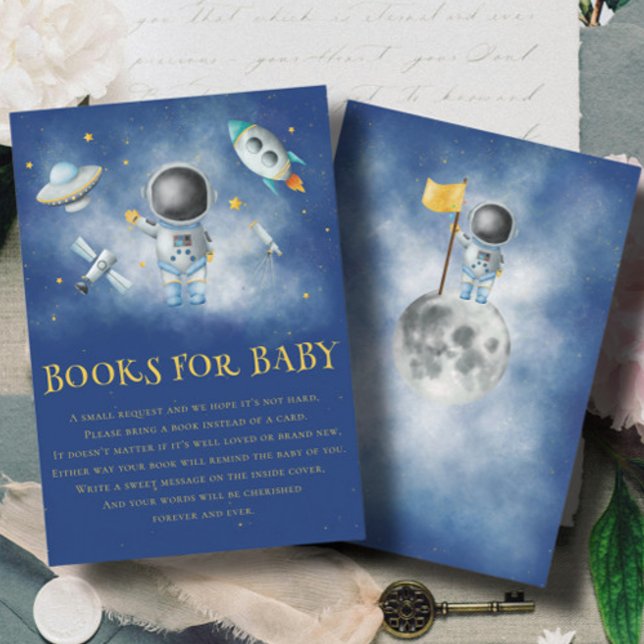 Space Astronaut Boy rocket star Books for Baby Boy Enclosure Card (Creator Uploaded)
