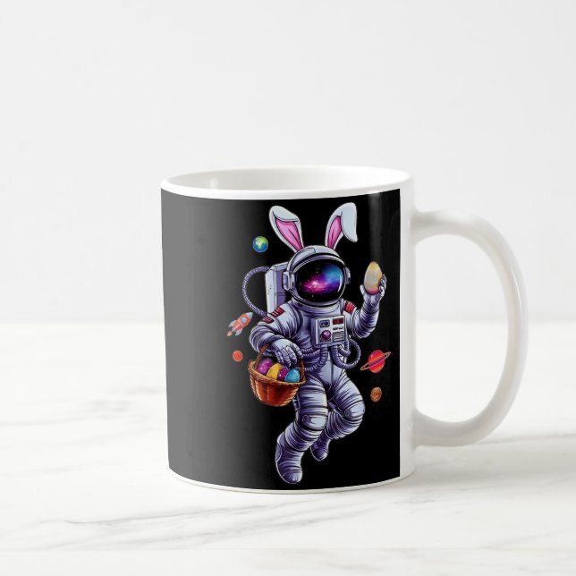 Space Astronaut Bunny Easter Eggs Basket Cute Coffee Mug (Right)
