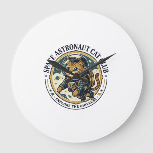 Space Astronaut Cat Cat Dad Gift Idea - Space Astr Large Clock