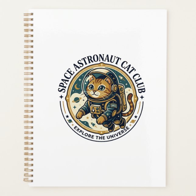 Space Astronaut Cat Cat Dad Gift Idea - Space Astr Planner (Front)