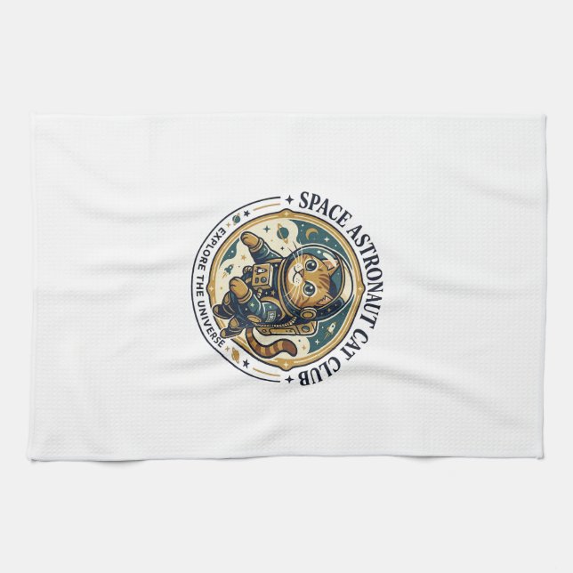 Space Astronaut Cat Cat Dad Gift Idea - Space Astr Tea Towel (Horizontal)