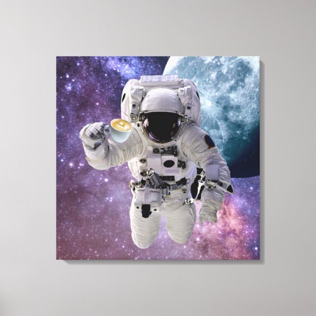 Space, Astronaut, Coffee Lover Canvas Print (Front)