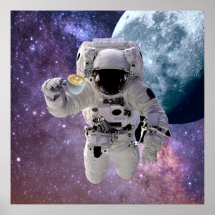 Space, Astronaut, Coffee Lover Poster