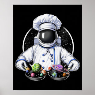 Space Astronaut Cooking Poster