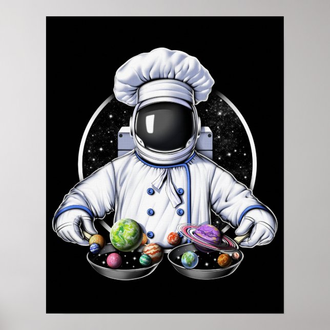 Space Astronaut Cooking Poster (Front)