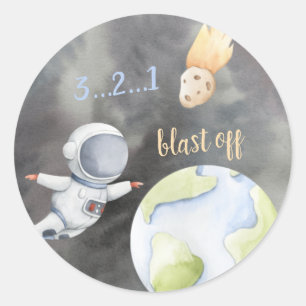 Space Astronaut Cupcake Topper Classic Round Stick Sticker