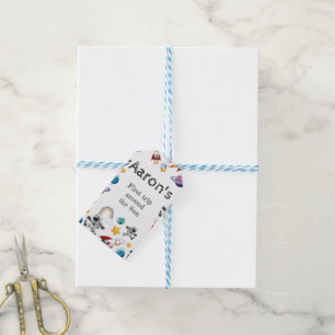 Space Astronaut First Birthday Party Invitation Gift Tags