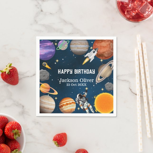 Space Astronaut First Birthday Party Napkin (Insitu)